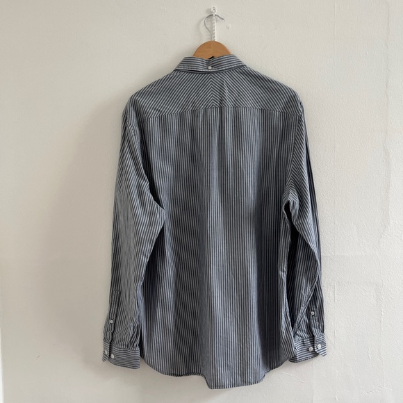 THOMAS PINK Mens Dress Shirt 17.5-18 XL Grey Stripe Slim Fit Casual Collection - Picture 6 of 12